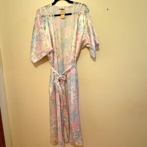 Lace Trim Floral Robe - Pastel Hues